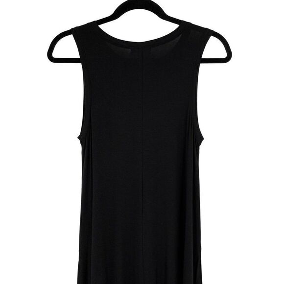 Nordstrom Drapey Sleeveless Handkerchief Hem Midi Sheath Dress Pockets Black XXS - Picture 8 of 11